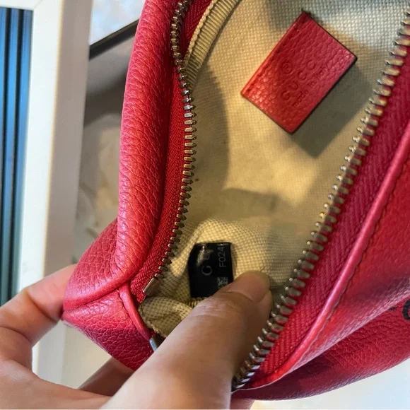 GUCCI Grained Calfskin Small Logo Belt Bag in Red - Picture 6 of 12